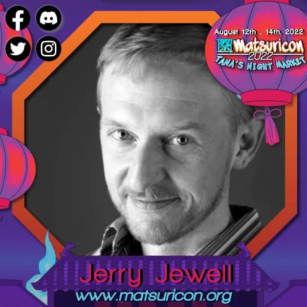 2022 Matsuricon guest announcement artwork for Jerry Jewell
