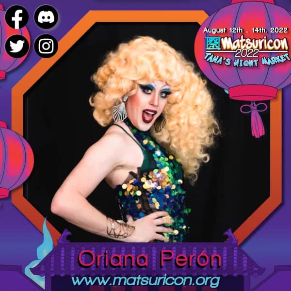 2022 Matsuricon guest announcement artwork for Oriana Perón