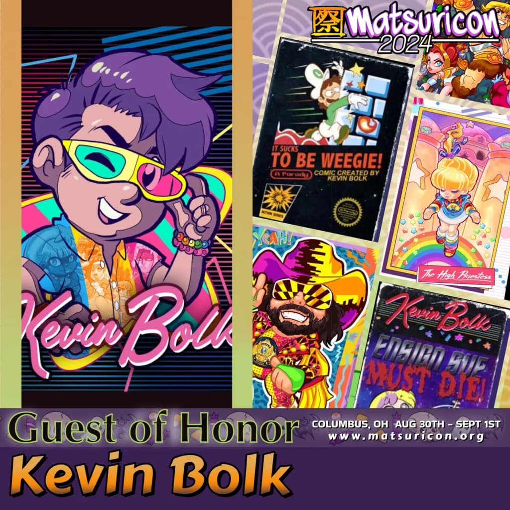 2024 Matsuricon guest announcement artwork for Kevin Bolk