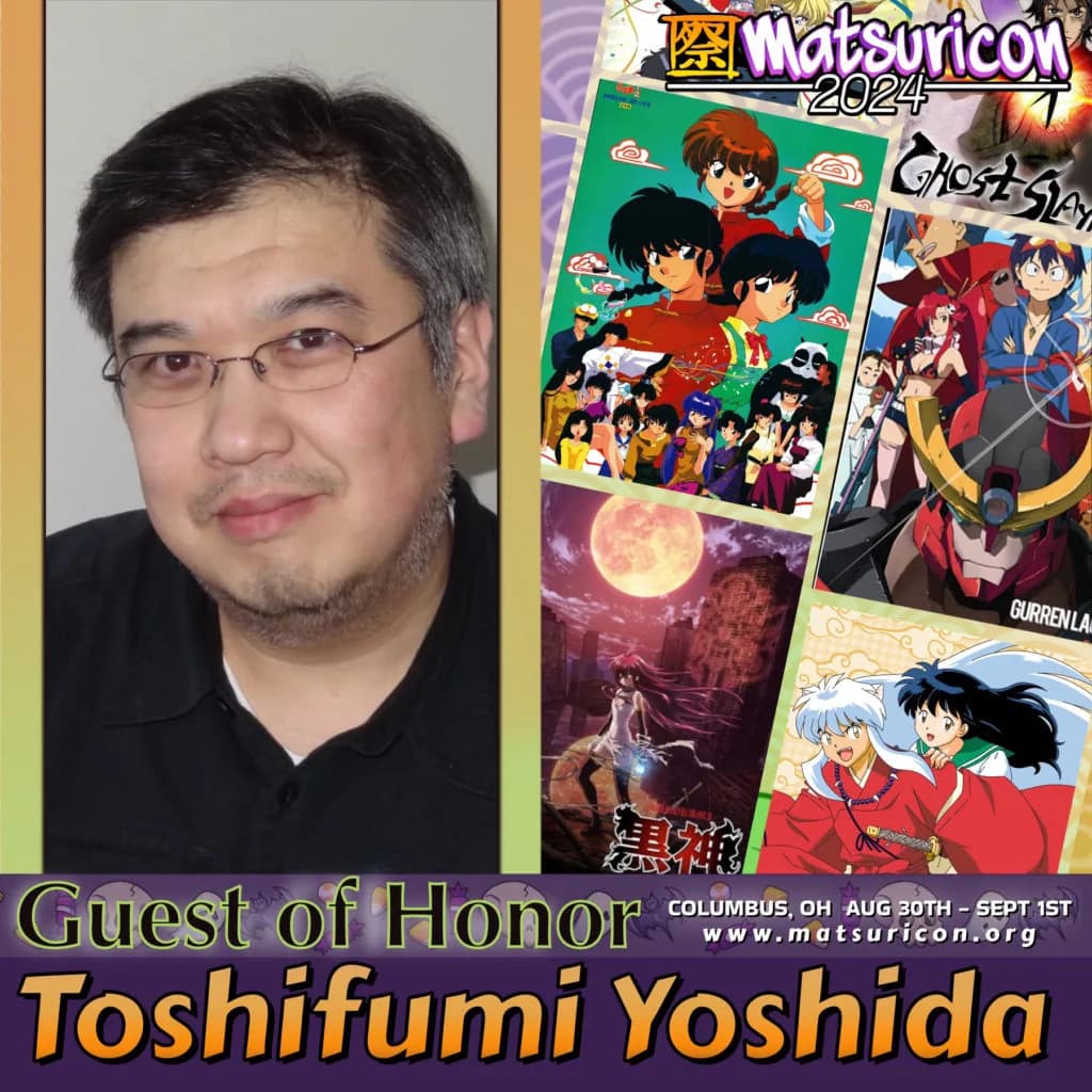 2024 Matsuricon guest announcement artwork for Toshifumi Yoshida