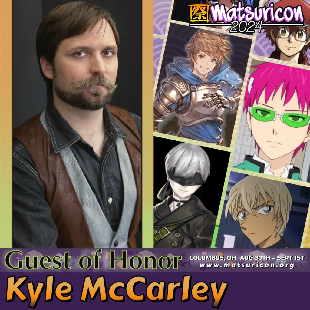 2024 Matsuricon guest announcement artwork for Kyle McCarley