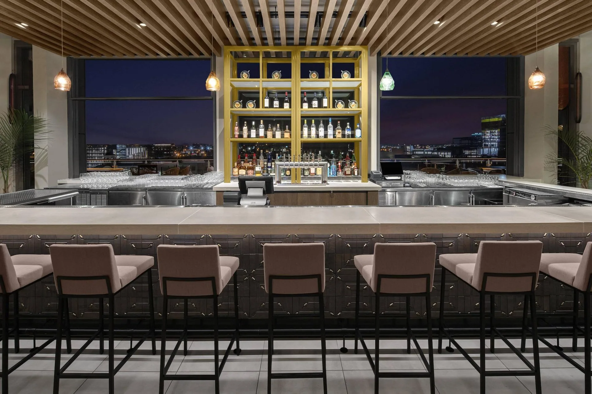 The lounge and bar inside AC Hotel Columbus Downtown