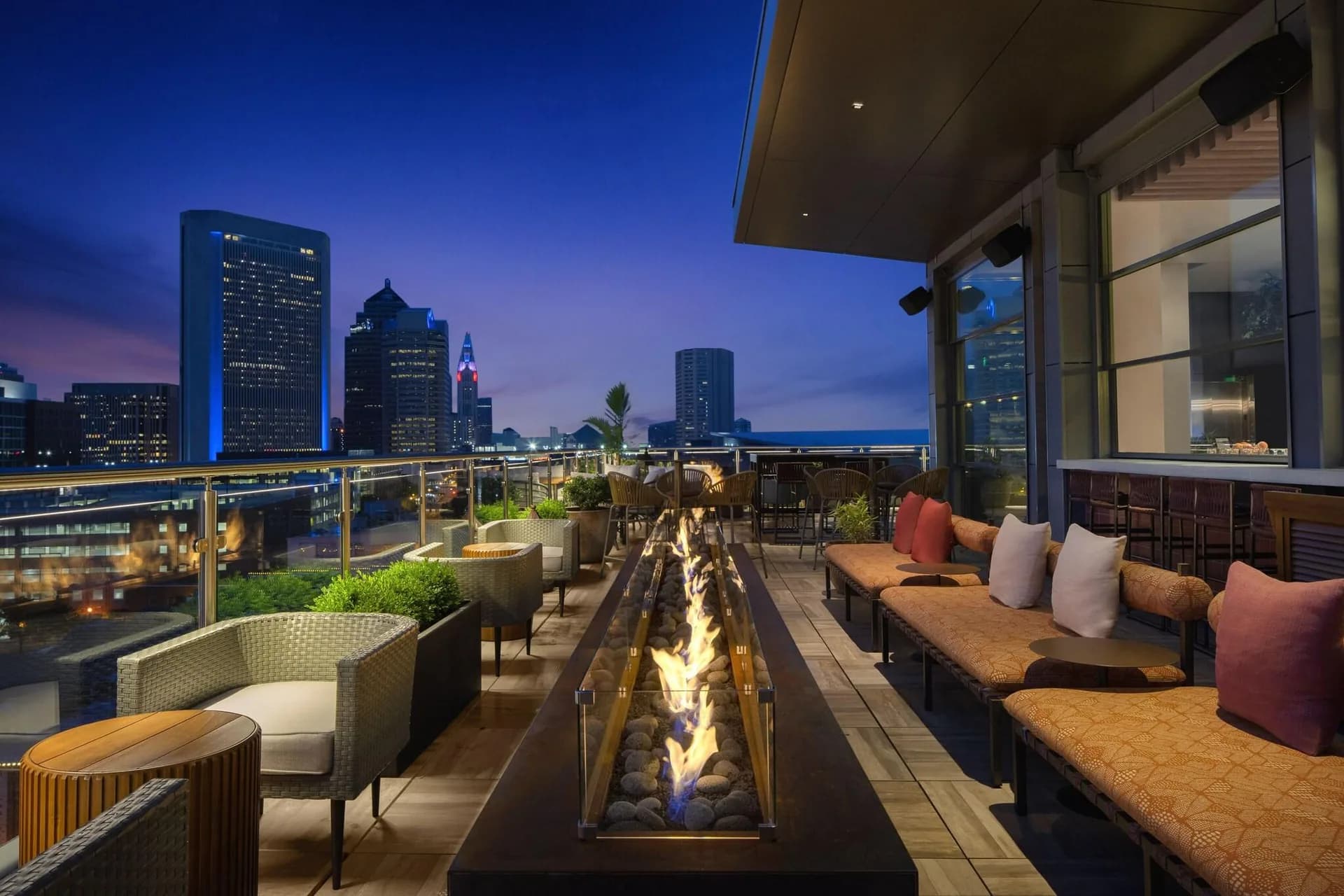 Outdoor patio seating at AC Hotel Columbus Downtown